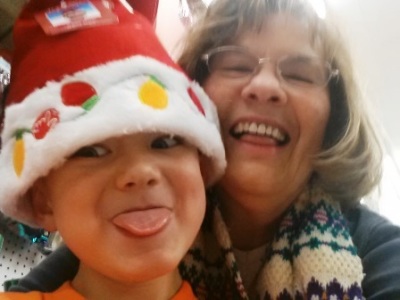 Santa Wyatt with G'ma Lindy